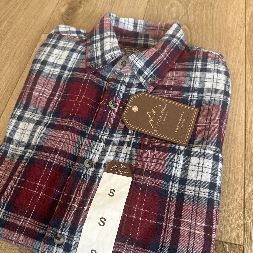 Mountain Ridge Men's Soft Long Sleeve‎ Flannel Shirt Outdoor Size Small NEW